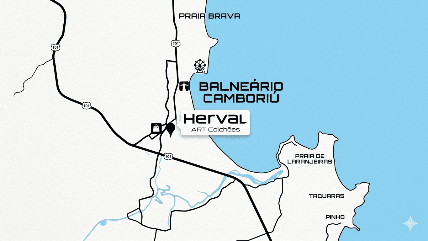 Mapa com a localização da Herval Art Colchões em Balneário Camboriú